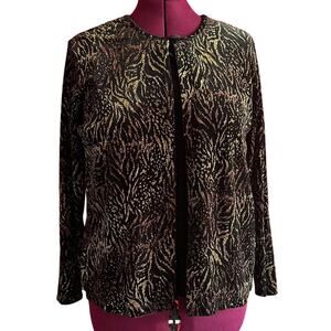 Vintage Top Womens Size XL Black Gold Glam Night Out Formal Party Velour